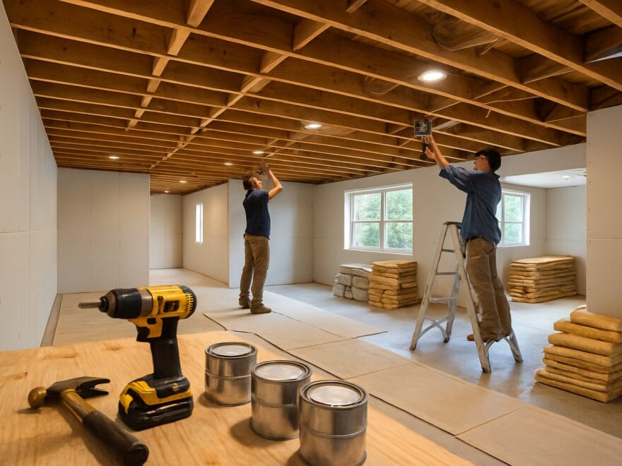 Finished basement renovation interior with updated living space